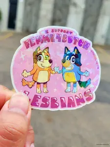 Bluey Lesbian Sticker, Plant Vinyl Decal,  3 in x 2.5 in Sticker