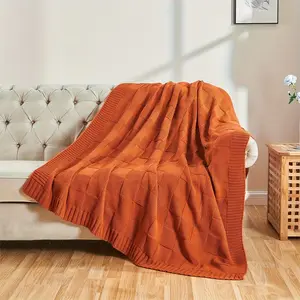 [Cozy Knit Throw Blanket] Soft Cozy 1pc Knit Throw Blanket - White Checkered Throw for Couch, Bed, Sofa