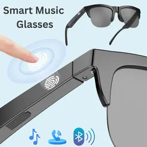 Smart Music Glasses, Wireless Audio Headset for Calling,Durable Touch Control Bluetooth-Compatible Sunglasses for Outdoor & Sports with Charging Cable