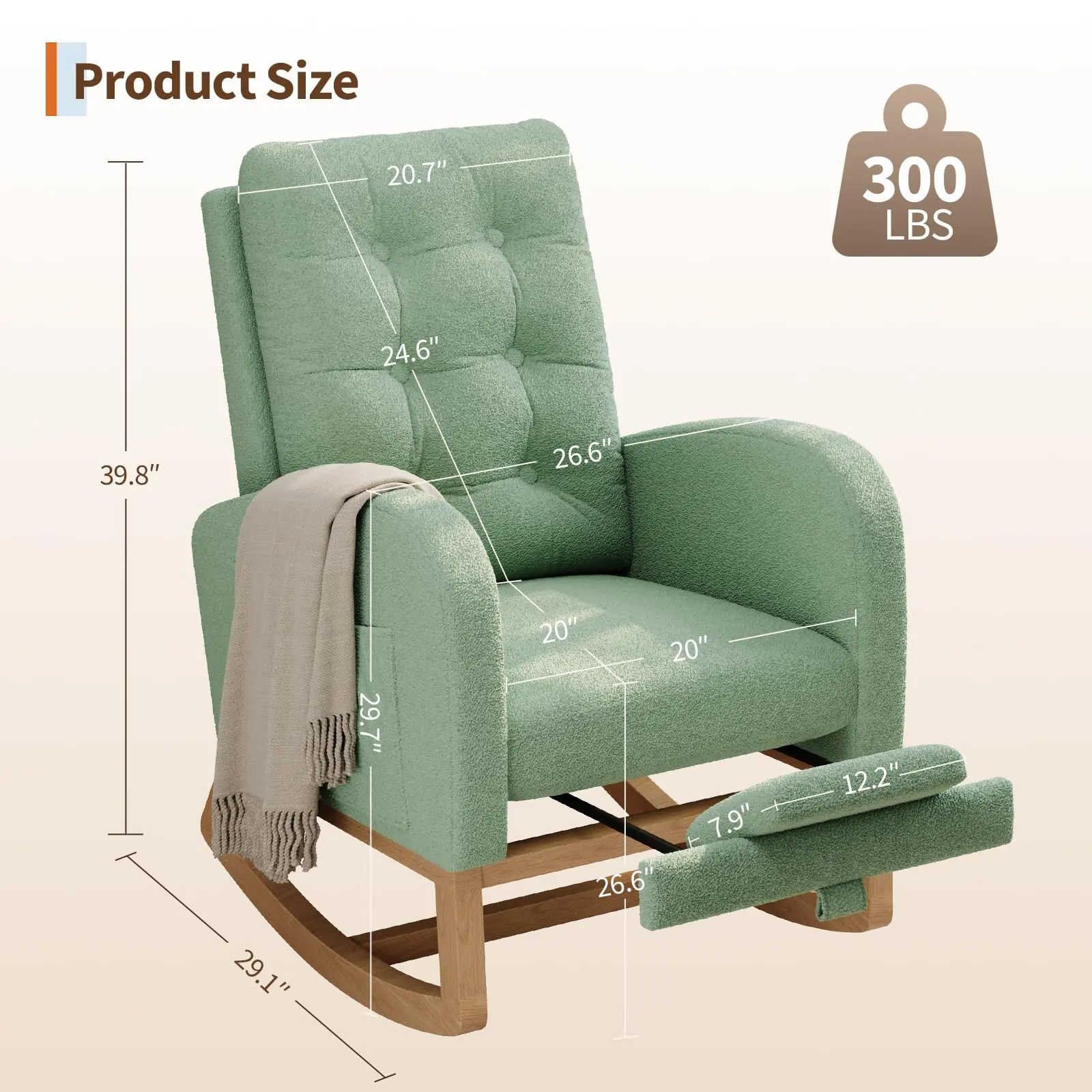 Light green lambswool with footrest