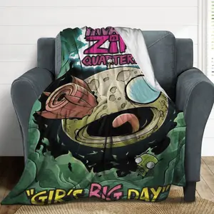 Vintage style Invader Zim theme cozy print design plush throw blanket for sofa office travel and home indoor and outdoor blanket plushthin quilt holiday gift Intense Nacho Printed Flannel Blanket