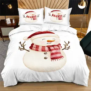 Adorable Christmas snowman pattern, soft and durable bedding set, includes 1 cover and 1 or 2 pillowcases, does not include a insert or pillow inserts, perfect as a Christmas holiday gift