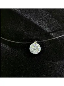 [ New Choker Necklace】 Invisible 0.8-3CTClear Nylon Thread Necklacevvs SyntheticMoissanite Necklace in 925 Sterling SilverBirthday Mother's Day Gift for Men WomenWedding Invisible Necklace