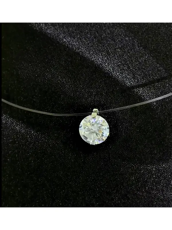[ New Choker Necklace】 Invisible 0.8-3CTClear Nylon Thread Necklacevvs SyntheticMoissanite Necklace in 925 Sterling SilverBirthday Mother's Day Gift for Men WomenWedding Invisible Necklace