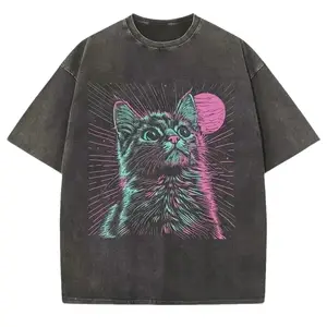Psychedelic Trippy Cat Graphic T-Shirt, Vaporwave Aesthetic Unisex Tee, Retro Y2K Weirdcore Streetwear Top, Soft Casual Short Sleeve Shirt, Trendy Rave Festival Outfit, Grunge Indie Fashion Apparel, Unique Artistic Gift for Men and Women Adults