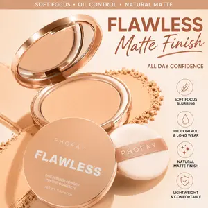 PHOFAY Flawless Blur Pressed Powder – Oil Control Matte Setting Powder, Soft Focus Finish, Long-Lasting Touch-Up Compact