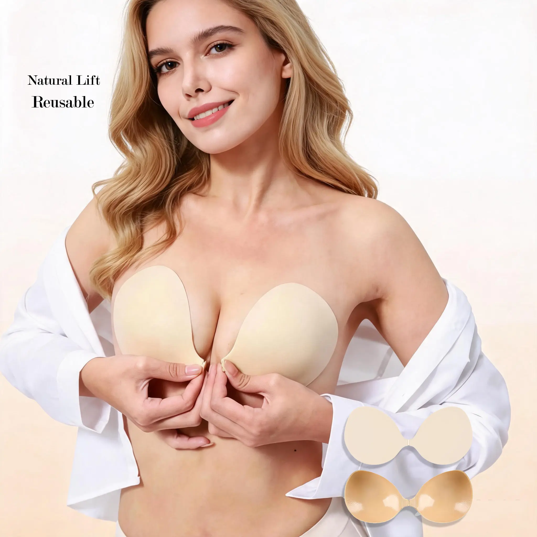 Reusable Silicone Bra Inserts | Invisible Sticky Push Up Bra for Backless Dresses