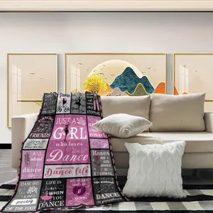 Dance-Themed Her - Ultra-Soft Microfiber Flannel Blanket With Inspirational Dance Quotes, Anti-Tear &, All-Season Cozy Throw Home, Sofa, Bed, Office, Outdoor - Pink & Black Contemporary Design, Home Comfort Accessory |   Artistic Typography |   Fabric
