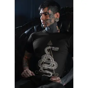 Occult Snake Shirt. Serpent skeleton art tshirt. Satanic symbols tee for him. Black metal goth python skull tee. Demonic wiccan