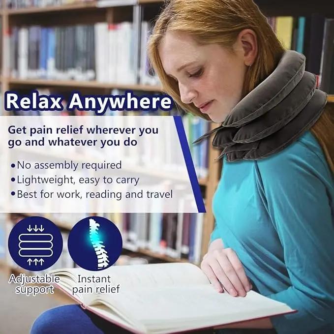 Cervical Neck Traction Device for Instant Neck Pain Relief - Inflatable & Adjustable Neck Stretcher Neck Support Brace, Neck Traction Pillow for Home Use Neck Decompression