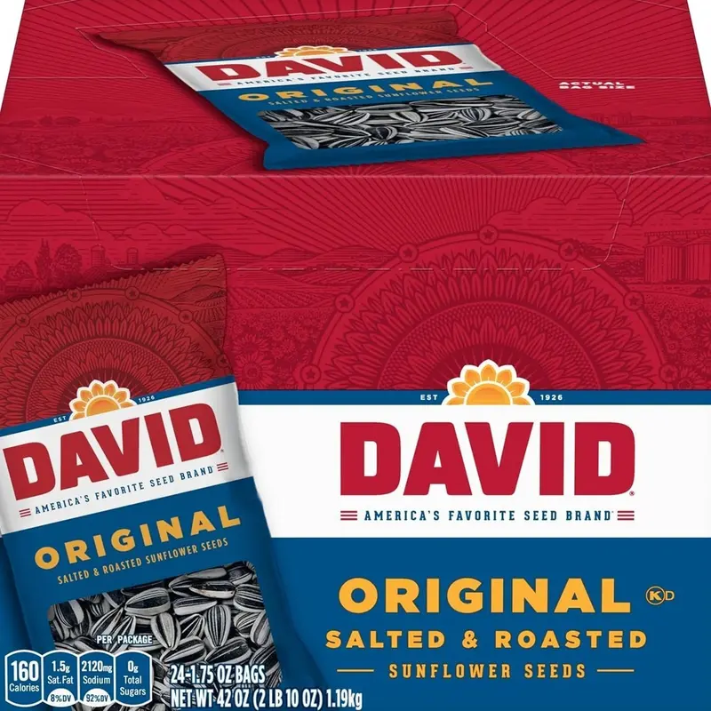 DAVID Sunflower Seeds, Original Flavor, 1.75 oz. (Pack of 24)