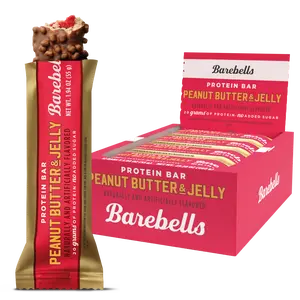 Barebells Peanut Butter & Jelly - 12 Count, 1.9oz Bars with 20g of High Protein - Peanut Butter Coating Protein Bar with 2g of Total Sugars - Perfect on The Go Protein Snack & Breakfast Bar