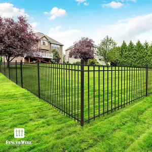 CAPHAUS Heavy Duty Pinnacle Fence Barrier Kit, Anti-Rust Metal Steel Fence with 4FT Height X 6FT Width Panels, with Flat Top Fence Gate, Posts, Connectors, Outdoor Fencing for Yard