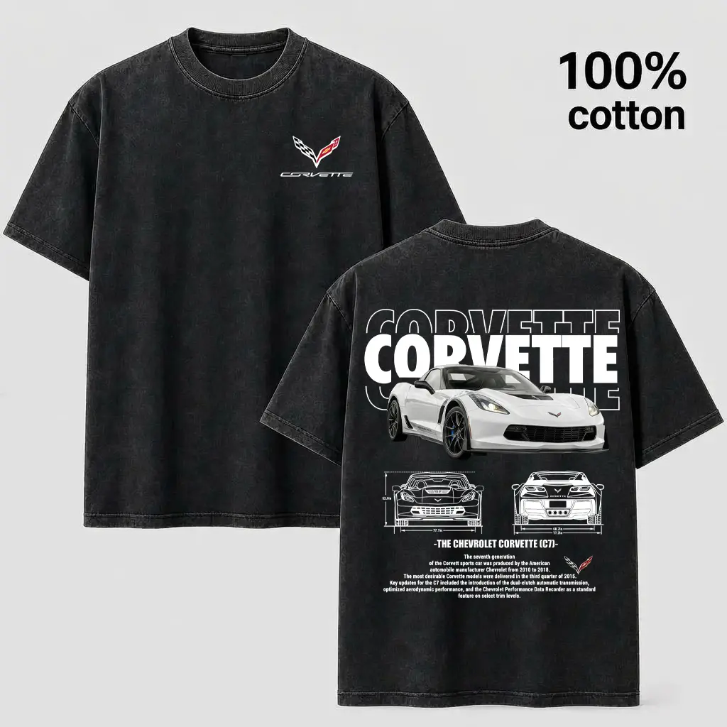 Menswear Short-Sleeve Heavyweight Acid-Washed Graphic Tee, Streetwear T-Shirt with Racing Car Blueprint Print, Acid-Washed Print Men's Short-Sleeve T-Shirts, Shortsleeve, Men's T Shirts