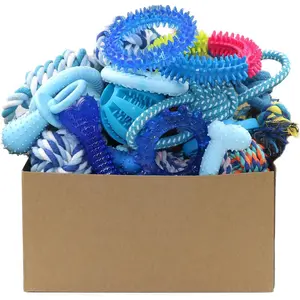 20 Pack Puppy Chew Toys - Blue Dog Teething Toys for Puppies, Puppy Teething Rings and Ropes, Rubber Toy Bundle for Small Dogs, Cute Interactive Dog Balls for Small Breed