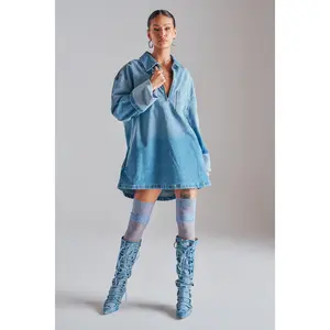 COOL GIRL OVERSIZED OMBRE DENIM SHIRT DRESS