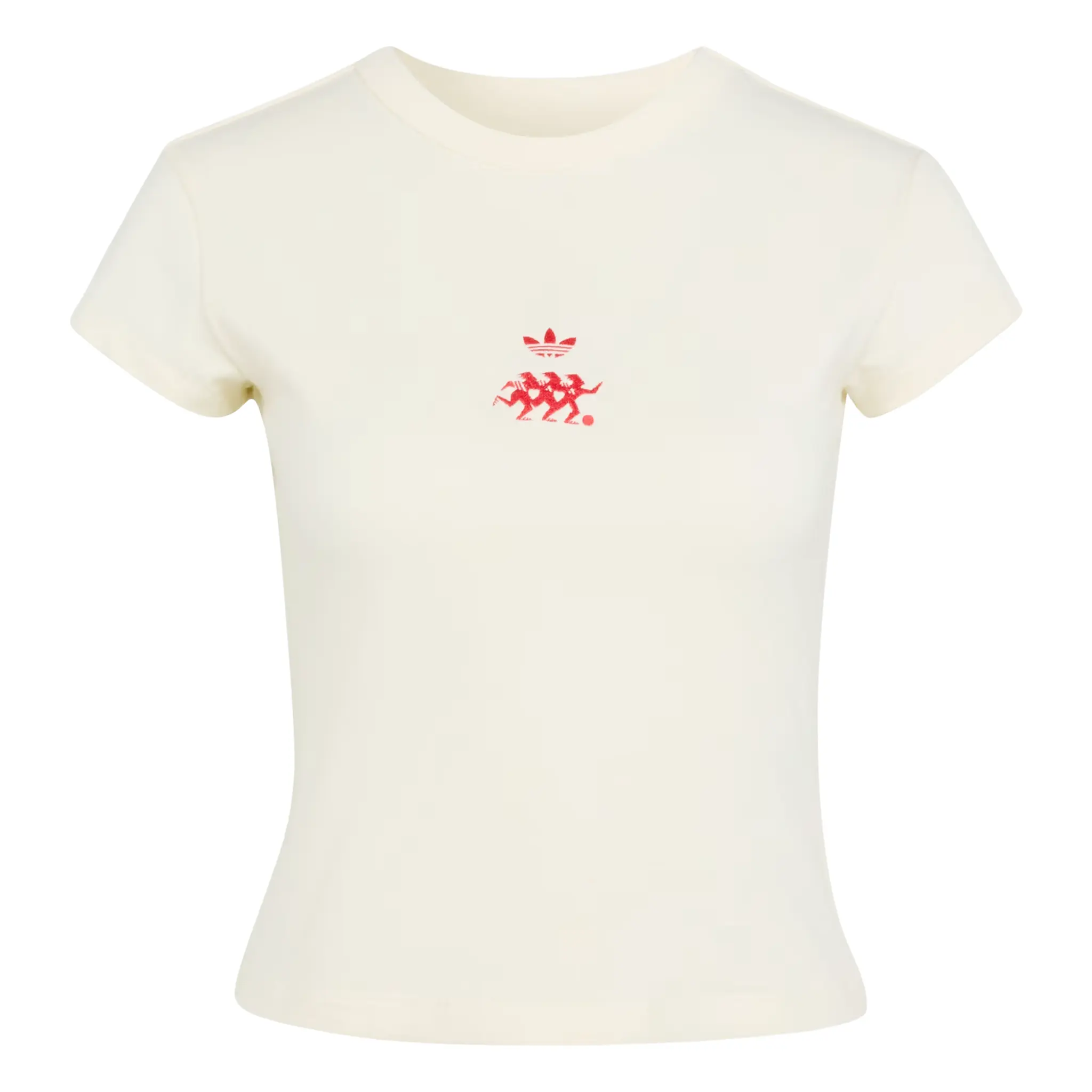 Adidas Originals Women's Cream White Short-Sleeve Pullover Baby Tee - Sportswear, Day Wear, Slim Fit, Style KU9199, Everyday, Casual, Cropped, Top, Streetwear, Round Neck