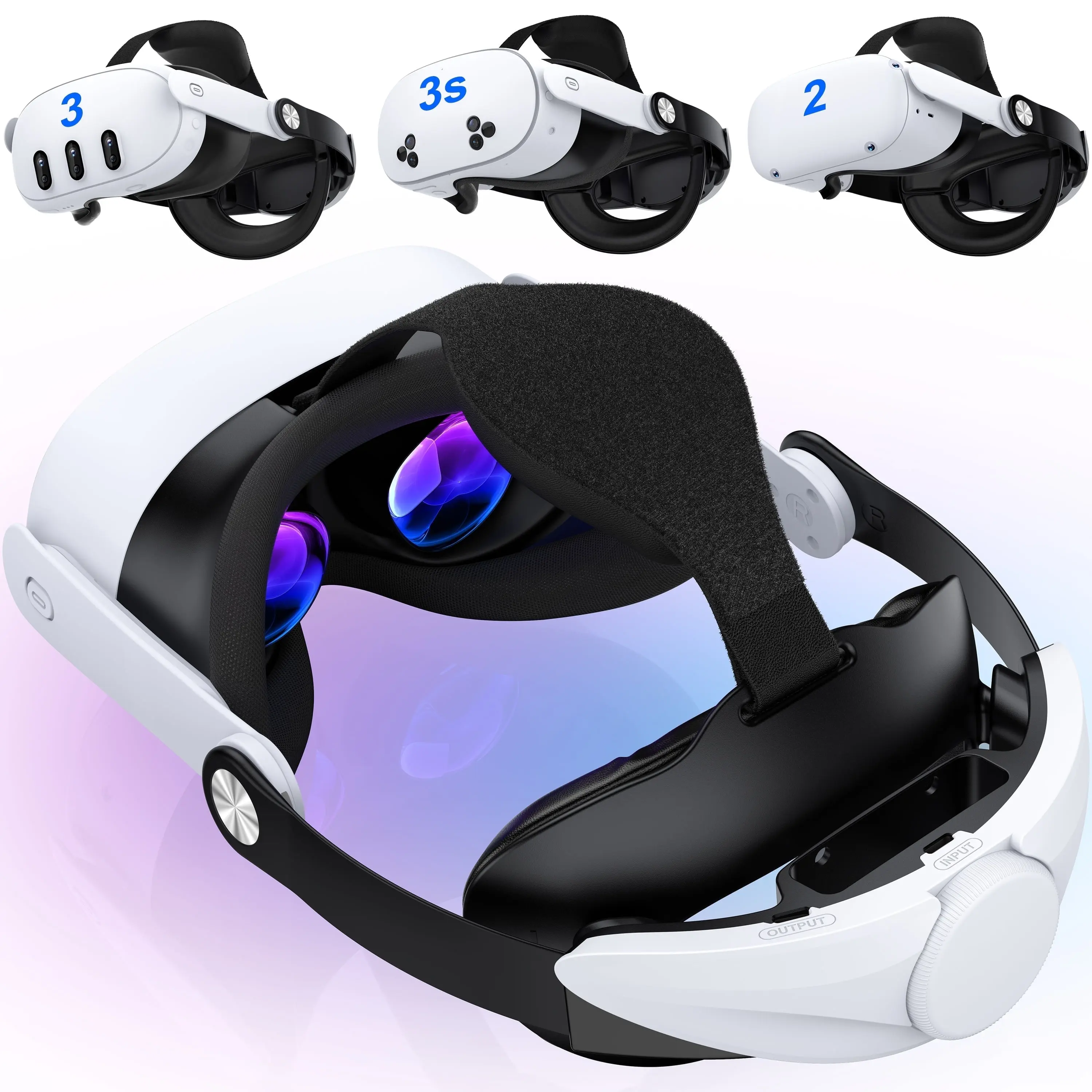 VR Head Strap for Oculus Meta Quest 2-3-3S - Adjustable Horizontal Knob, Retractable Comfortable-to-Wear Plastic Accessory, Universal Buckle, 2nd Gen Host Connection Buckle, Precise Smart Device Fit, Includes Screwdrivers, Dust Removal Cloth