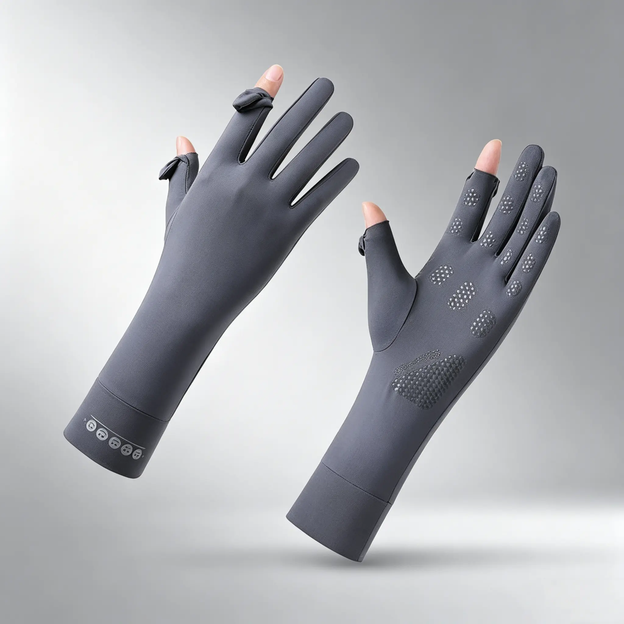 Women's Ice Silk Sports Gloves - Summer UV Protection, Anti-Slip, Extended Wrist, Touchscreen for Driving, Cycling