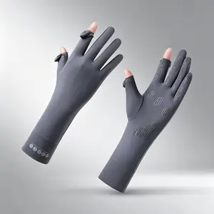 Women's Ice Silk Sports Gloves - Summer UV Protection, Anti-Slip, Extended Wrist, Touchscreen for Driving, Cycling