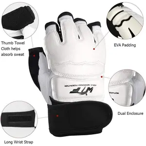 Taekwondo Karate Gloves & Sparring Gear Foot Protector Set Boxing Sparring Foot Guard and Half-Finger Gloves for Martial Arts TKD Kung Fu Punch Bag Kickboxing MMA Training
