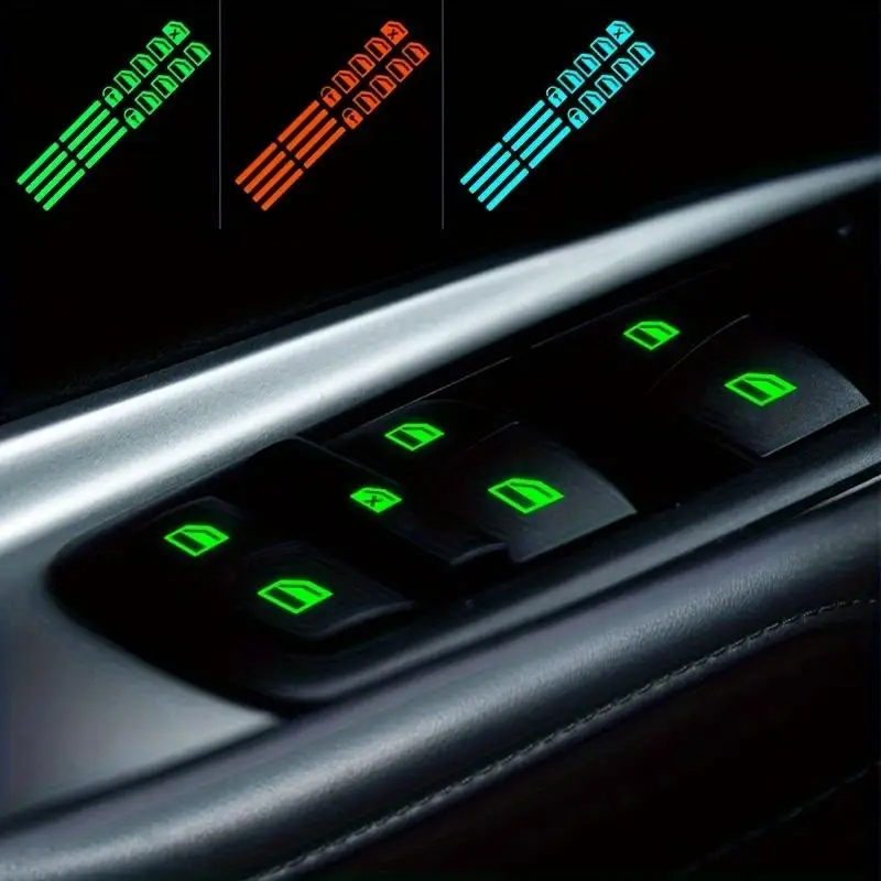 Car Door Interior Panel Window Console Button Switch Decal Luminous Sticker, Car Window Control Panel Button Switch Glow Sticker, Car Accessories