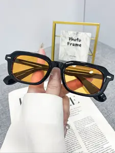 New Fashion Vintage Small Frame Square Decorative Glasses, Daily Wear for Women Men, High Quality Casual Beach Street Style Eyewear