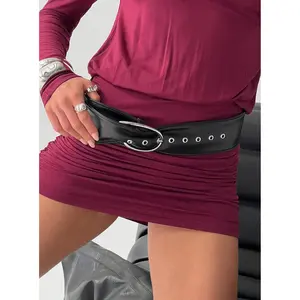 Sirena Faux Leather Belt Black / Silver