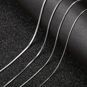 Elegant Silvery Stainless Steel Square Snake Chain Necklace for Women - Sleek & Flexible Design in 0.9/1.2/1.5/2mm Widths, 22" Length Ideal Everyday Accessory & Gift