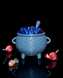 Cauldron Candy Bucket 3D Print Halloween Decor Treat Holder Witch Pot Dice Cup Spooky Tabletop Prop Summerween desk decor