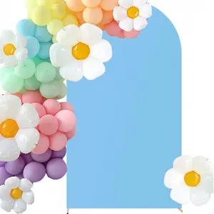 Set of 3 Wedding Arch Cover 6FT,6.6FT,7.2FT Spandex Fitted Stretchy Arch Stand Covers,2 Sided Round Top Chiara Backdrop Cover for Birthday Party Banquet Baby Shower Arch Decoration(Beige)