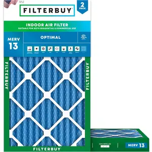 Filterbuy 12x24x2 Air Filter (2-Pack), Pleated MERV 13 Optimal Defense HVAC AC Furnace Air Filters (Actual Size: 11.38 x 23.38 x 1.75 Inches)