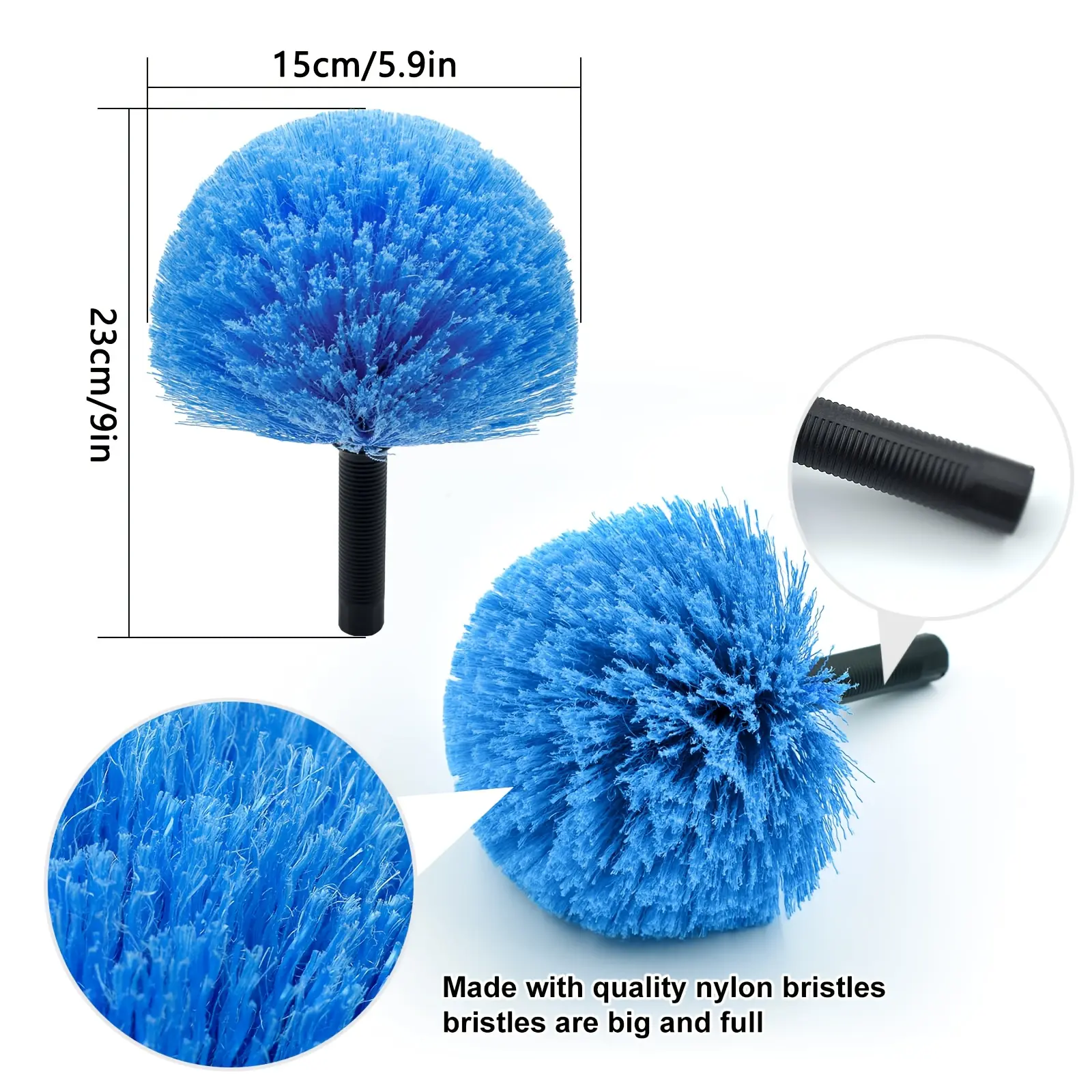 2pcs Cobweb Duster Head Brush-Twist-On Spider Web Brush for Outdoor & Indoor Web Cleaning, Fits Standard 3/4 Inch Threaded Poles, Reusable Brush Heads for Cleaning