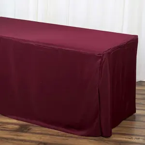 Fitted Polyester Rectangle Tablecloth 72"x30" Burgundy - Perfect for Standard Tables