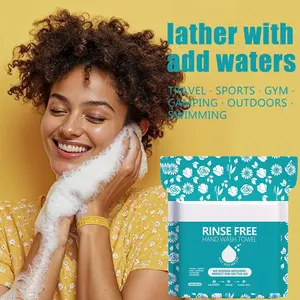 4 Packs No-Rinse Bathing Wipes, 11.81*11.81in, Disposable Hand & Body Wipes. Just Add Water to Activate Foam for Cleansing -No Soap or Rinsing Needed. Ideal for Water-Scarce Situations, Outdoors, Travel, Camping & On-the-Go Body Cleansing. 25 Sheets/Pack.