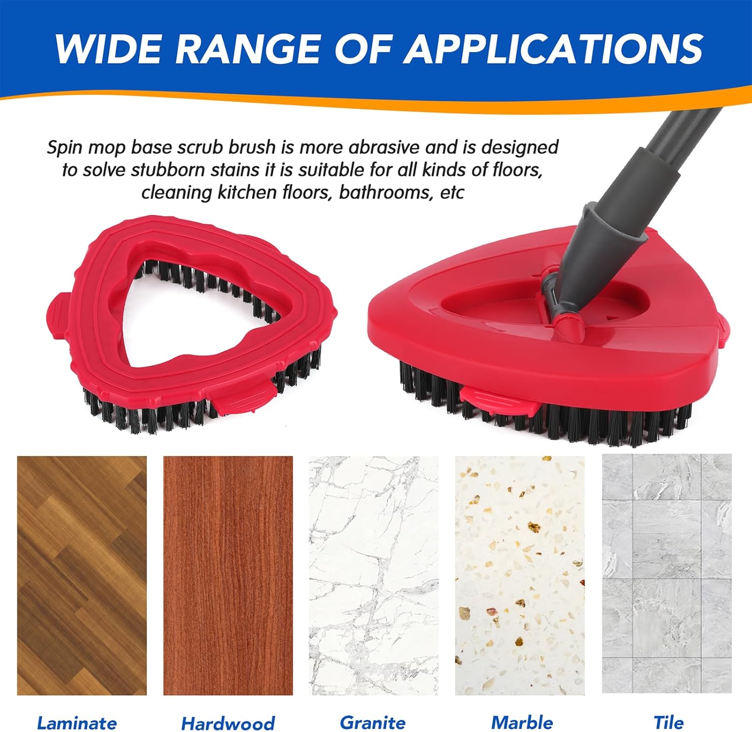 Spin Mop Scrub Brush Head for Cleaning O Ceda EasyWring 1-Tank System – Hard Bristle Brush Scrub Attachment for oceda Scrubber mop Head for Bathroom,