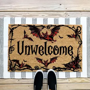 Unwelcome Bat Style Gift, Dark and Gothic Doormat, Gothic Mat Home Decor, Unique Gothic Welcome Mat, Spooky and Stylish Gift Idea, Bats