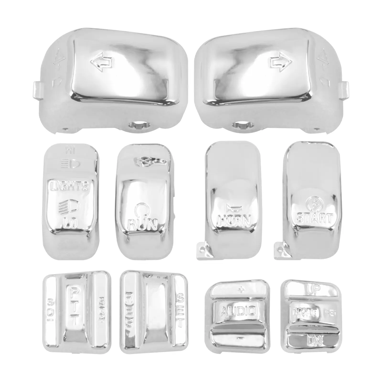 10 Pcs All Chrome Carved Hand Control Switch Button Caps Replacement Covers Fit For Harley Touring Models 1996-2013