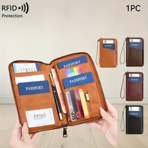 Passport Holder with RFID Blocking, Multi-functional Travel Document Holder, Zipper Long Passport Wallet, Passport Cover, Travel Document Storage Bag, Travel Accessories
