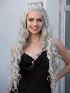 Orla Her Wig Closet Pearl White Wig Elf Wig Silver Lace Front Wig 13" X 4" Large Lace Top Wig Daenerys Long Wavy Lace Front Wig Rhaenyra Wig Alina Cosplay