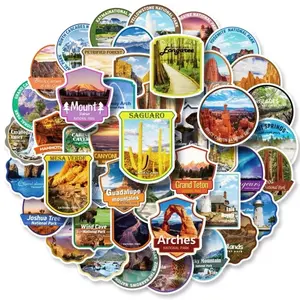 62 Pack of United States National Parks Stickers. Waterproof.  No Duplicates.  Great Decals for Water Bottles, Laptop Computers, Scrapbooks, RV, Notebooks and more