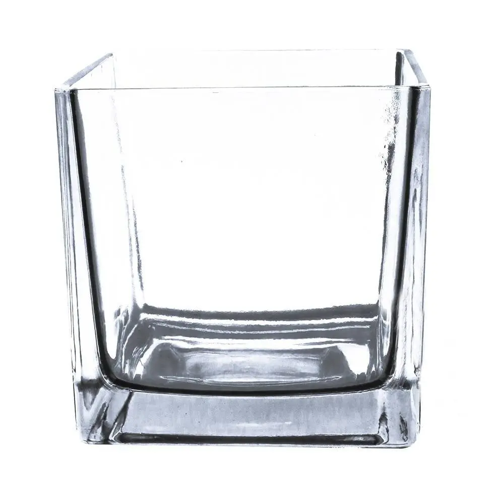 Athenas Garden CG-SQ5 5 in. Cube Glass Container - Decor Vase for Floral Displays, Garden Sculpture Accent Planter