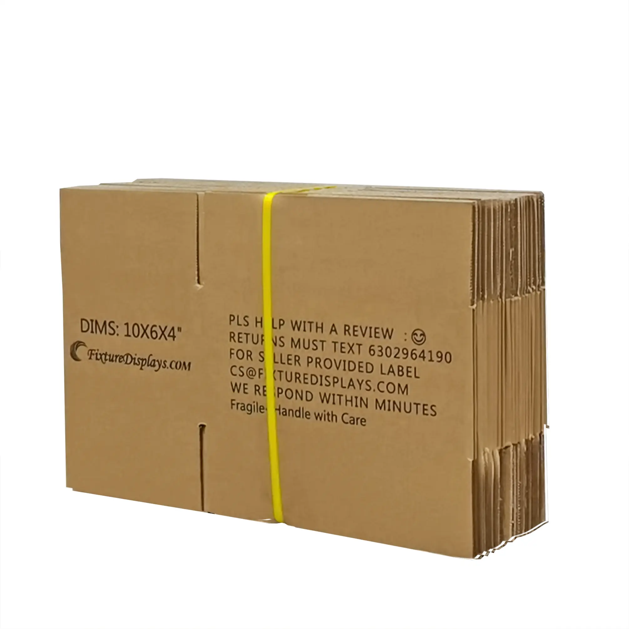 FixtureDisplays® 20 Pack 10 X 6 X 4" Shipping Boxes, Singlewall B Flute Cardboard Box for Shipping, Mailing, Packaging and Storage, Custom Size & Print Welcome 10X6X4-20PK-NF