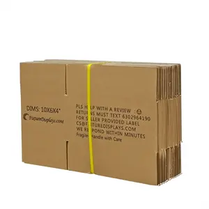FixtureDisplays® 20 Pack 10 X 6 X 4" Shipping Boxes, Singlewall B Flute Cardboard Box for Shipping, Mailing, Packaging and Storage, Custom Size & Print Welcome 10X6X4-20PK-NF