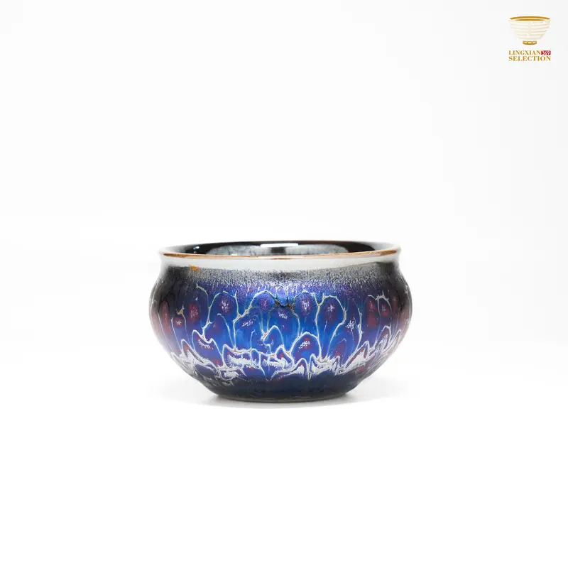 Jianzhan Tea Cup - Master Chen Huizhong's Representative Work, Handmade Tenmoku Glaze, Blue Crystal Dragon Scale Pattern, Ancient Artisan Quality Cultural Heritage, Health and Sustainability, Collectible Gift Box for Gongfu Tea Lovers, Traditional, Drinks