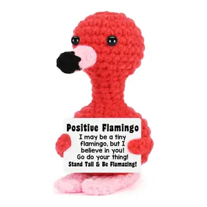 Hand-Crocheted Flamingo Doll: Positive Energy Sticker Pack & Emotional Support Toy