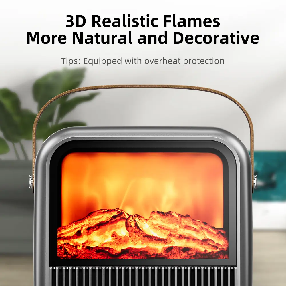 【Summer Clearance】Electric Fireplace Heater, Fireplace Heater with 3D Different Flame Effects, 750/1200W, Timer, Electric Fireplace Heaters with Overheating & Tip-Over Protection, Indoor Fireplace