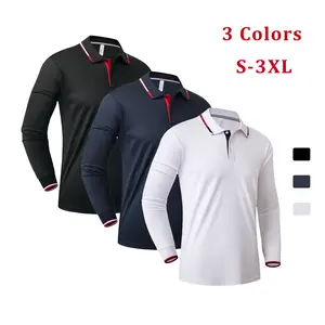 3 PcsMen's Classic Simple Polyester Clothes Long Sleeve Shirts Wind Resistant Golf Sweatshirt Compression Shirts Athletic Fashion Workout Tee S-4XL