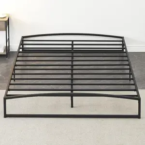 Metal Platform Bed Frame Collection: Durable Steel Structure with Arch Design, Available in Multiple Sizes and Heights, No Box Spring Needed, Easy Setup, Black and White Finishes for Comfortable Sleep Experience