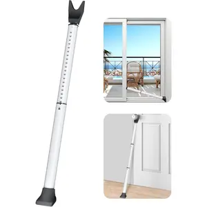 Upgraded Door  Bar & Sliding Patio Bar, Heavy Duty Stoppers Adjustable Jammer for Home, Apartment, Travel (1 Pack,White)
